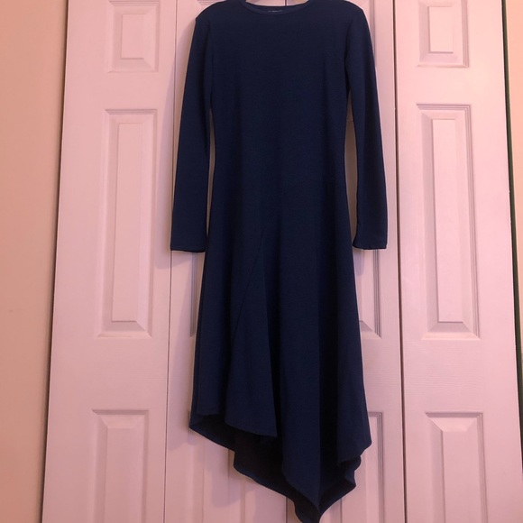Zara Blue Textured Asymmetrical Dress - Picture 2 of 3